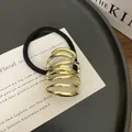 Punk style multi-layer hollow golden alloy ponytail cuff with elastic hair tie - 6# Gold Twisted Lines