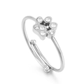 Adjustable silver paw print ring with sparkling white cubic zirconia stones - Size 7 (Adjustable) / Silver 7-Stone Cat Paw Style (KR103467-GC)
