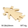Golden girl-shaped titanium steel pendant in polished finish, size 36x24mm for necklace - Gold Girl Style 1 (KLJ2340-Z)