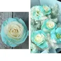 Bouquet di rose natalizie artificiali sfumate azzurro e bianco crema per decoro - Blu Tiffany Opaco 450ml