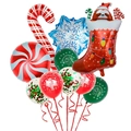Christmas balloon set with Santa Claus, candy cane, snowflake, and festive latex balloons - Red and White Enamel Christmas Sock