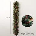 135cm LED Weihnachtsgirlande mit Tannenzapfen und roten Beeren für die Innendekoration - 135cm PE Blatt Hybrid (Mit Licht)