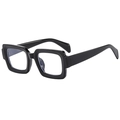 Classic black thick frame square sunglasses with glossy finish for a minimalist look - Bright Black Frame Anti-Blue Light