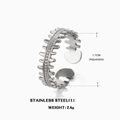 Silver adjustable stainless steel zipper gear ring with inner diameter of 1.7cm - Silver Zipper Texture Ring