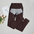 Detail der nahtlosen High-Waist-Yogahose mit zweifarbigem Kontrastdesign für Fitness - S / Dunkle Schokolade