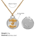 Pisces zodiac necklace in 18K gold plated stainless steel with double-sided coin pendant - Two-tone Pisces