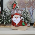Calza di Natale rossa in feltro con Babbo Natale di peluche e dettagli ricamati - Calza di Natale Babbo Natale