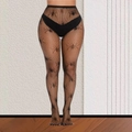 Collants résille noirs à motifs araignées pour Halloween, ceinture large sexy - Taille unique / Style Motif Araignée (6125)