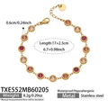 Detailansicht: Goldenes Edelstahlarmband mit rosa und lila Zirkonia, 17+2,5 cm Länge - Goldenes Armband mit Rosa Zirkonia (TXE552)