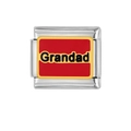 Italian charm module in stainless steel with red enamel and Grandad lettering - Grandad Style (HA-145)
