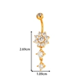 Golden stainless steel belly ring with flower-shaped cubic zirconia and gem pendant - Flower Tassel Style (2609-1#) / Gold