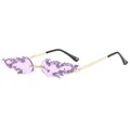 Gafas de sol de llama morada sin montura con diamantes de imitación y patillas doradas - Violeta Claro