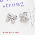 Detailed front and back view of silver alloy bow pendant with resin crystal, 19x16mm size - 1# Small Bow White Rhinestone