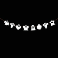 Banderole d'Halloween en papier avec fantômes blancs mignons sur fond noir - WAZ-1-Banderole de Fantômes Amusants
