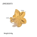Golden stainless steel flower ring with size dimensions and product weight specifications - Gold Single Flower Ring(JDR2302073)