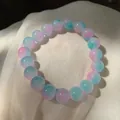 Exquisite beaded bracelet with pink and blue gradient translucent sea treasure pearls - S071 - [10mm Small Blue-pink] Glass #sz571