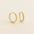 Minimalistische goldene Creolen mit funkelndem Zirkonia-Besatz für Damen - 925er Silber / Gold (Groß)