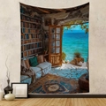 Bohemian tapestry featuring a Mediterranean sea view study room wall hanging decoration - Gt202454