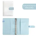 A6 Macaron PU leather loose-leaf notebook binder in blue and white contrast design - White Exterior Blue Interior (Cover Only)