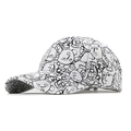 Witte baseballpet met zwarte abstracte gezichtsprints en een gebogen klep - Wit