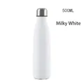 Borraccia termica da 500ML bianco latte con finitura opaca e tappo in argento - Bianco Latte