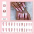 Unghie finte sfumate rosa stile francese con diamanti glitter e perle Z524 - Ballerina Flash - Stile Colla (Z524)