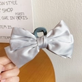 Silver-grey satin bow hair claw clip with elegant double-sided fabric design - Satin Bow Claw Clip / Elegant Grey Blue