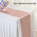 Elegant rose gold satin table runner with a smooth glossy finish for wedding decor - 30x275cm / Rice Pink