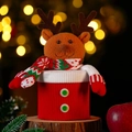 Barattolo di caramelle natalizio a renna in maglia con testa di peluche marrone e corpo rosso - Barattolo di Caramelle Renna Cachi