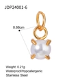 Detail of gold stainless steel pendant with white pearl bead, 0.68cm size specs - June Pearl White Style (JDP24001-6)