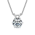 Classic six-prong moissanite solitaire necklace with S925 sterling silver box chain - D Color Moissanite-1CT / Six-Prong Silver