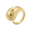 Minimalist gold plated teardrop open ring with polished mirror finish and modern twist design - VJ544 Gold