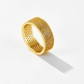 Anillo de banda ancha dorado minimalista con pavé de piedras y patrón interior de puntos - US 6 / Oro de 18K