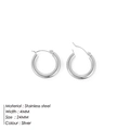 Detail showing 4mm width and 24mm diameter dimensions for silver stainless steel hoop earrings - 24mm / Silver