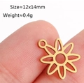 Golden stainless steel hollow sunflower pendant 12x14mm for DIY jewelry making - Sunflower / Gold