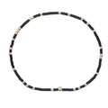 Bracciale minimalista con perline di vetro nere a tubo e accenti di metallo dorato - Nero/Perline Dorate