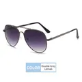 Occhiali da sole aviator con montatura in metallo e lenti grigie sfumate - Doppia Lente Grigia