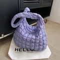 Chic purple quilted cloud shoulder bag with stylish bubble texture and knot detail - Purple