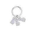 Minimalist silver stainless steel keychain featuring three cute cat silhouette charms - 3 Cats / Silver