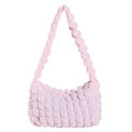 Sac à épaule bouffant rose clair avec texture popcorn au style chic minimaliste - Rose Clair