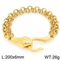 Gouden dubbele rij koningsketting armband met slangenkop sluiting, maat 200x6mm - Gouden Dubbele Rij Slangenkop Stijl (KB203300-Z)