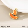 Wizard hat charm in orange and black enamel finish for Halloween jewelry making - Orange Wizard Hat (KLJ10369-ZLA)