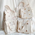 Quilted cotton diaper bags featuring cute animal embroidery like bear and tiger - Dinosaur