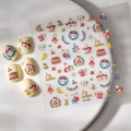 Pegatinas de uñas con diseño de conejo y flores con pedrería 3D en bandeja blanca - Estilo Pastel de Conejo Animado (CO-160)