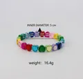 Bracelet élastique cœurs en cristal macaron coloré, diamètre 5 cm, poids 16,4 g - Diamètre Intérieur 5cm / Cœur Coloré
