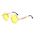 Steampunk sunglasses featuring round yellow lenses and golden metal spring temples - Gold Frame Yellow Lenses