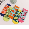 Lot de 5 paires de chaussettes en coton mignonnes avec motifs de fruits colorés - Mélange Multicolore