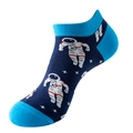 Donkerblauwe sneakersokken met witte astronauten en sterrenpatroon in ruimte thema - Eén maat / C06 (Ruimte Astronaut)