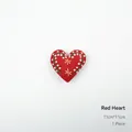 Handmade red felt heart ornament with floral embroidery for Christmas decor, 11x11cm size - Red Heart
