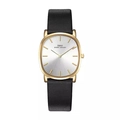IBSO ultra-thin men's watch with gold cushion case, white dial and black leather strap - Gold Case White Dial Black Leather